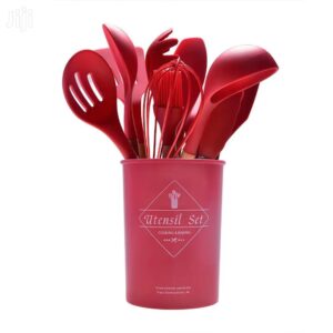 12 Pcs Wooden Silicone Kitchen Spoons Set
