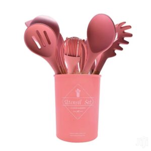 12 Pcs Wooden Silicone Kitchen Spoons Set