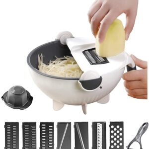 9 in 1 Magic Multifunctional Rotate Vegetable Cutter with Drain Basket