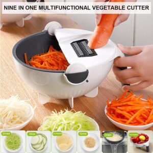 9 in 1 Magic Multifunctional Rotate Vegetable Cutter with Drain Basket