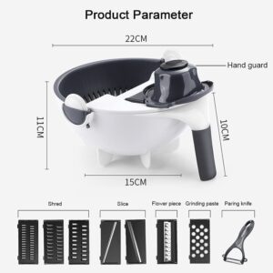 9 in 1 Magic Multifunctional Rotate Vegetable Cutter with Drain Basket