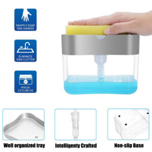 Liquid soap pump dispenser with sponge holder