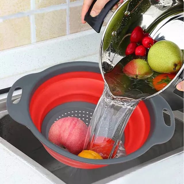 Collapsible Silicone Plastic Colander Drain Basket